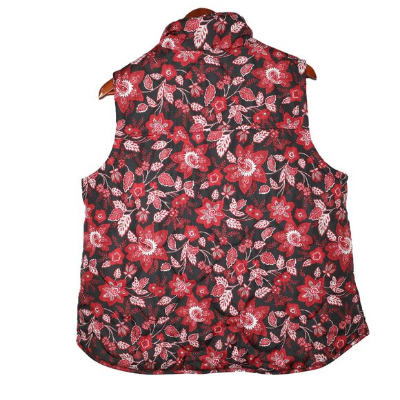 Northern Reflections Quilted Vest Lightweight Floral Red Black Full Zip Casual - Picture 6 of 7